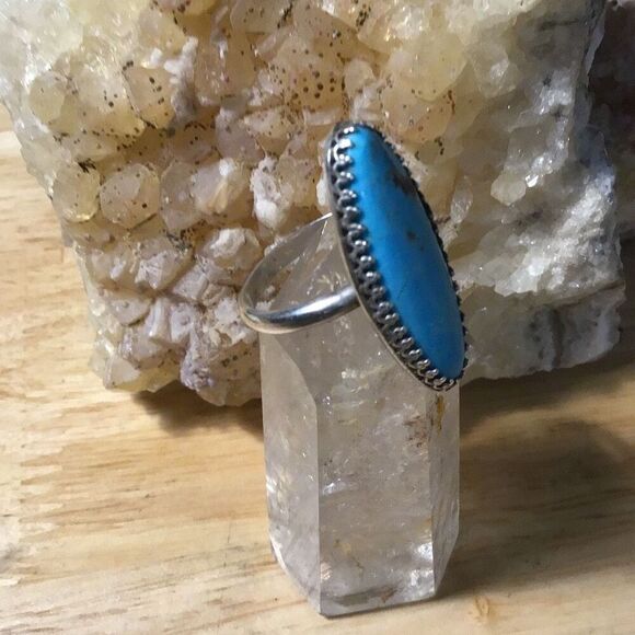 Ring, Kingman Turquoise and Sterling Silver Ring, size 7.5, NEW, Handmade, Made - Picture 3 of 9